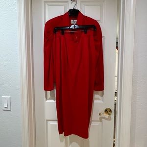 Red Suit with Matching Skirt and Shoulder Pads ❣️